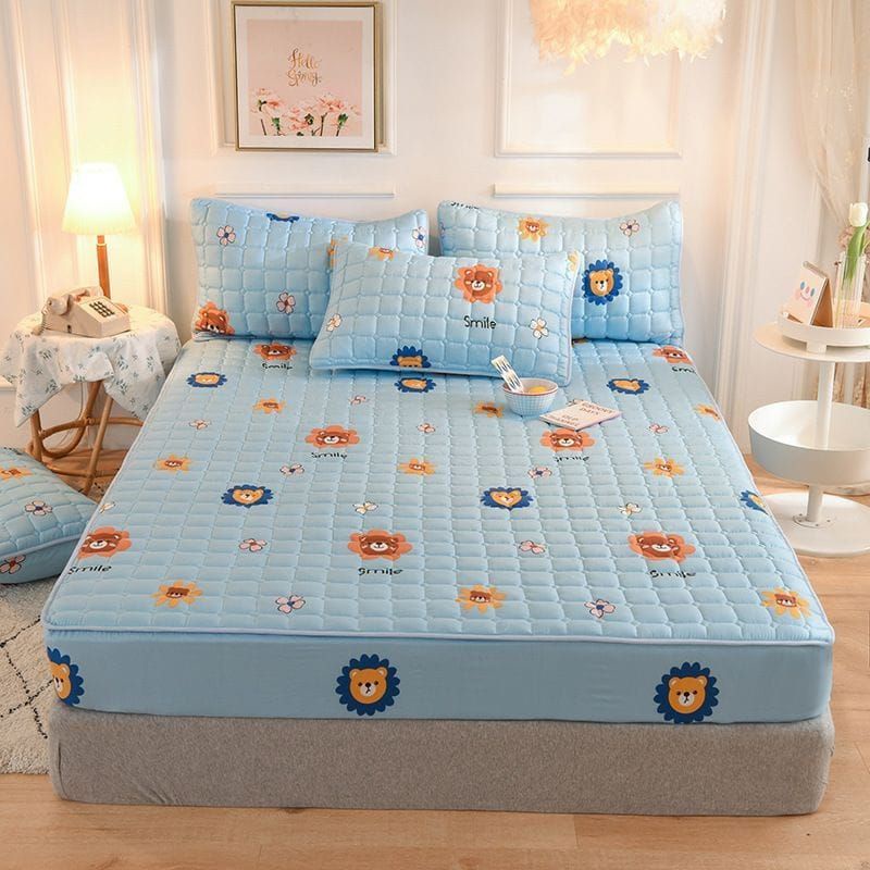 Sprei Waterproof / Sprei Protektor bermotif  ukuran 180x200cm-Biru kelinci kuning