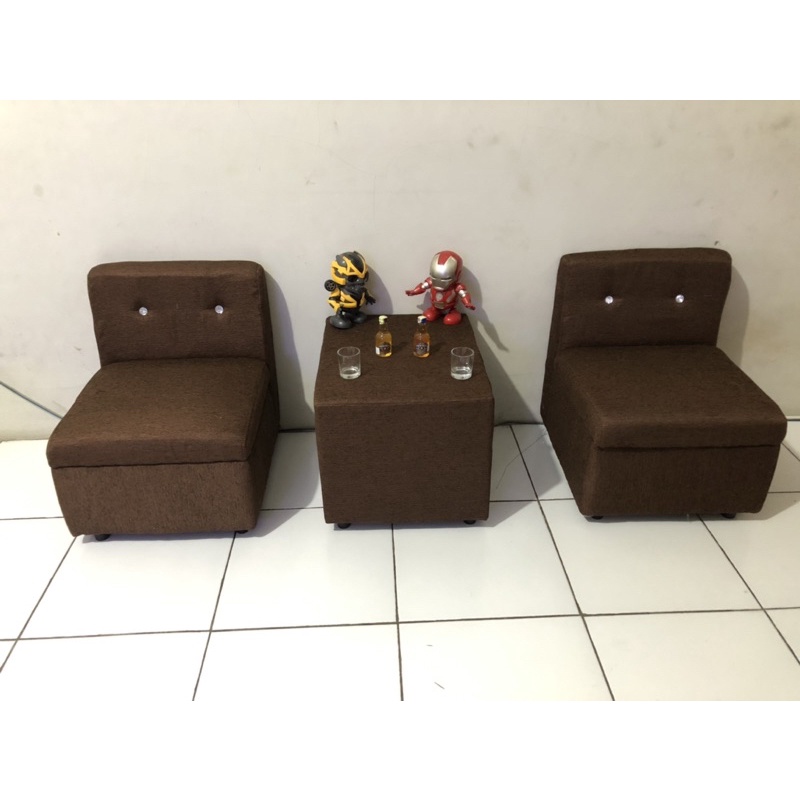 PROMO Sofa Anak Minimalis 2 Dudukan + Meja Full Busa