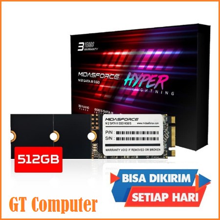 SSD M2 SATA 512GB MIDASFORCE M.2 2240 2260 2280 (Garansi RESMI 3thn)