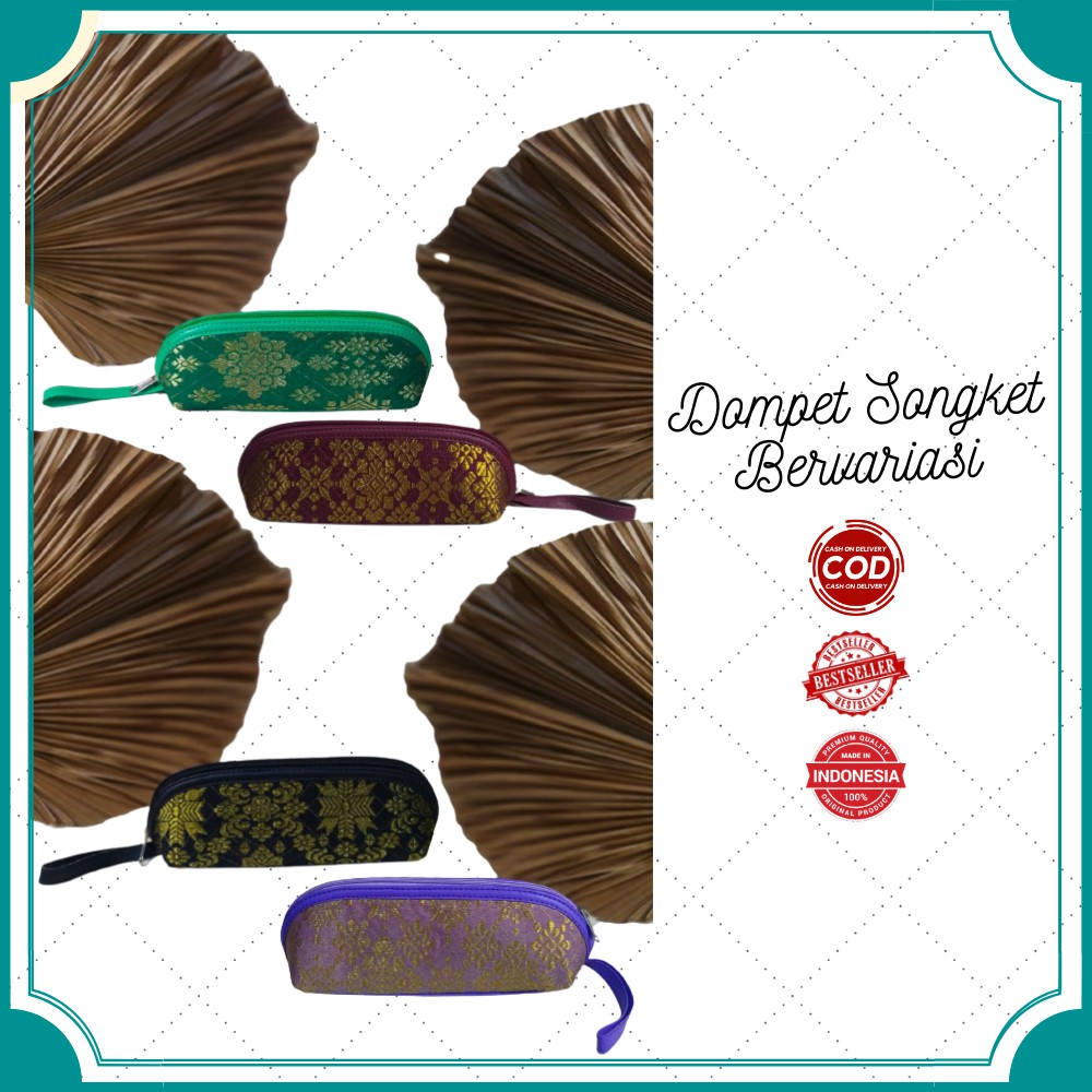 

Tas Dompet Songket Khas Palembang Model Oval Berbagai Warna dan Motif