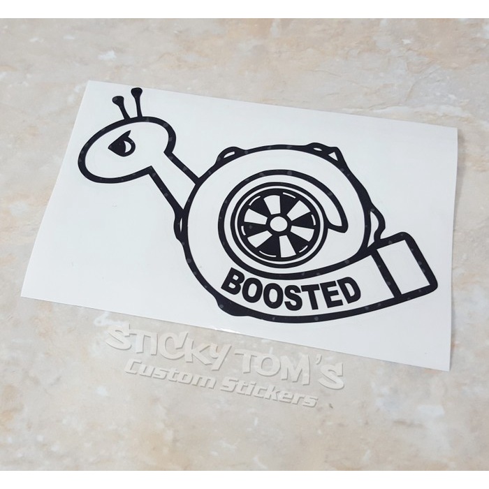 stiker mobil keong turbo BOOSTED Decal Sticker Siput Keong Turbo