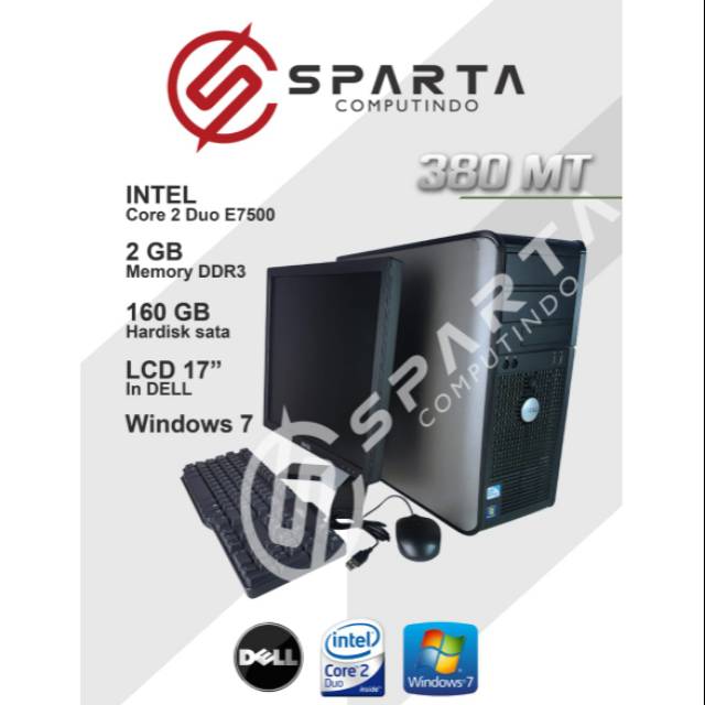 Paket Pc dell core 2 duo Tower ddr3 lengkap lcd 17 in square fulset