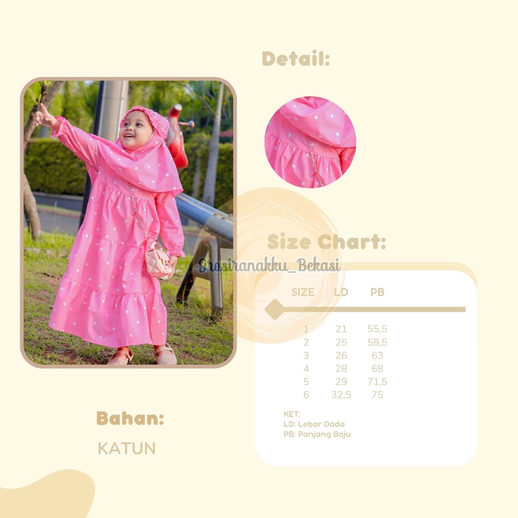 Gamis Katun Anak Rufel Motif Cantik Size 1-6Thn