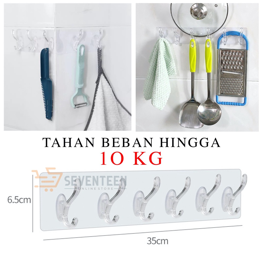 GANTUNGAN TEMPEL MAGIC 6 KAIT SUPER KUAT / CANTOLAN TEMPEL DINDING / CANTOLAN DAPUR BAJU PAKAIAN