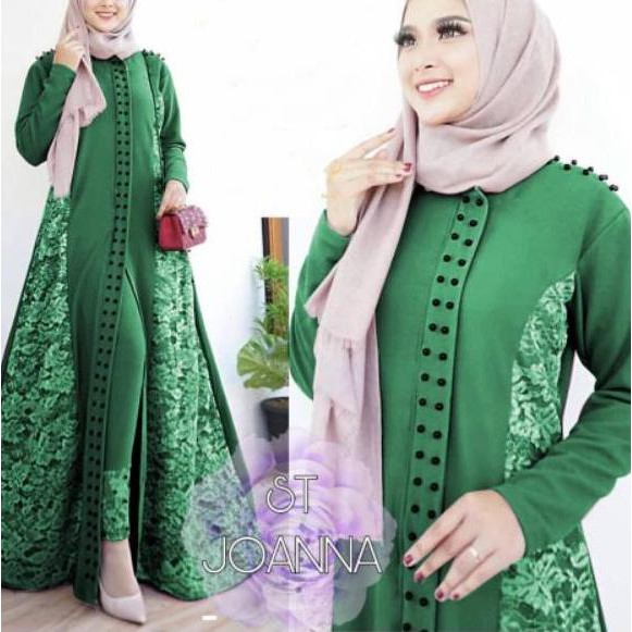 8PJ Rdr ST JOANNA STELAN GAMIS BRUKAT KEKINIAN GAMIS MURAH MUTIARA FASHION MUSLIM CANTIK ST MENZEL R