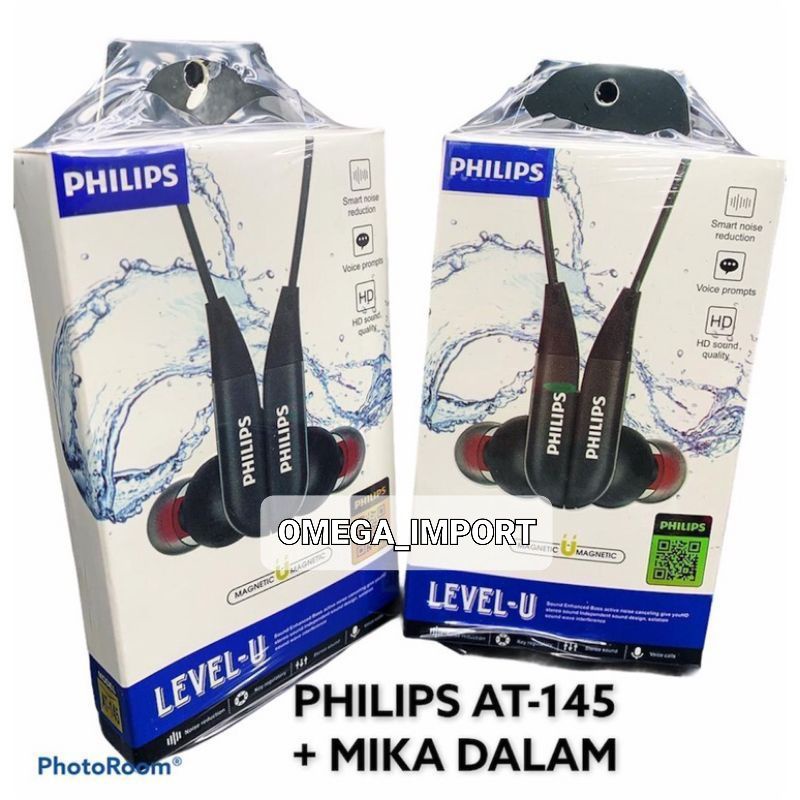 (OM) HF HEADSET PHILIPS AT-145  LEVEL U EXTRA BASS PACKING IMPORT