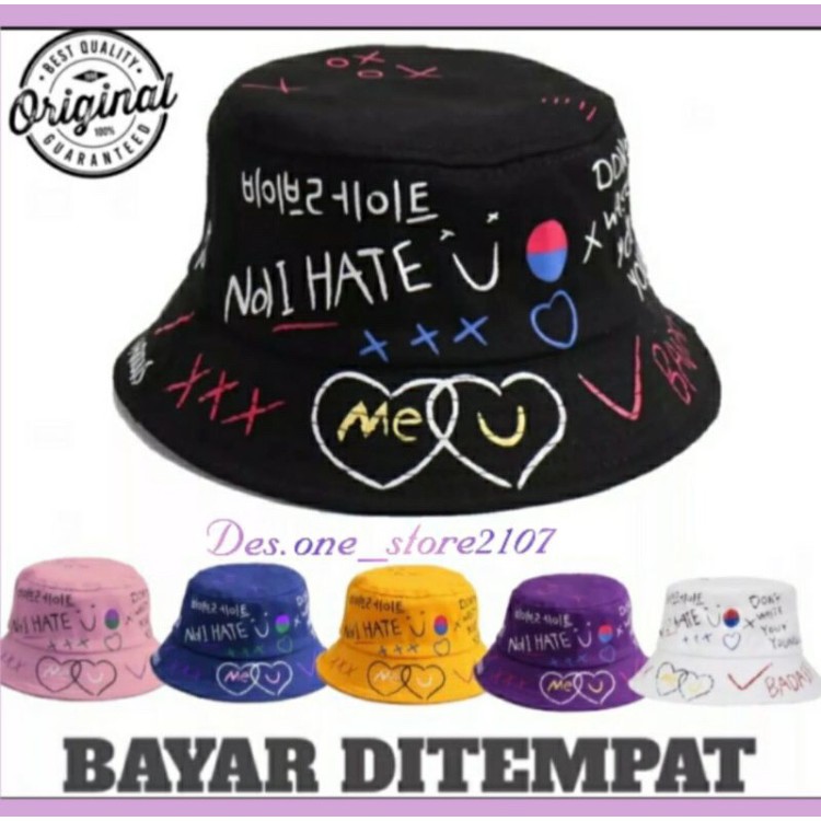 bucket hat topi bucket topi korea / topi wanita / bucket badas topi / bucket sablon / topi