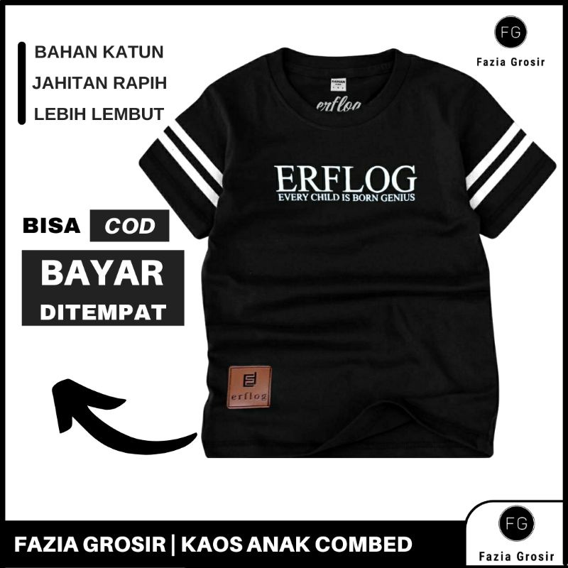 Erflog Kaos Distro Anak Laki Laki Bahan Cotton by RAINAN ORI / Kaos Keren Anak Laki Laki / Kaos Anak / Kaos Distro Anak / Baju Lebaran Anak Laki Laki