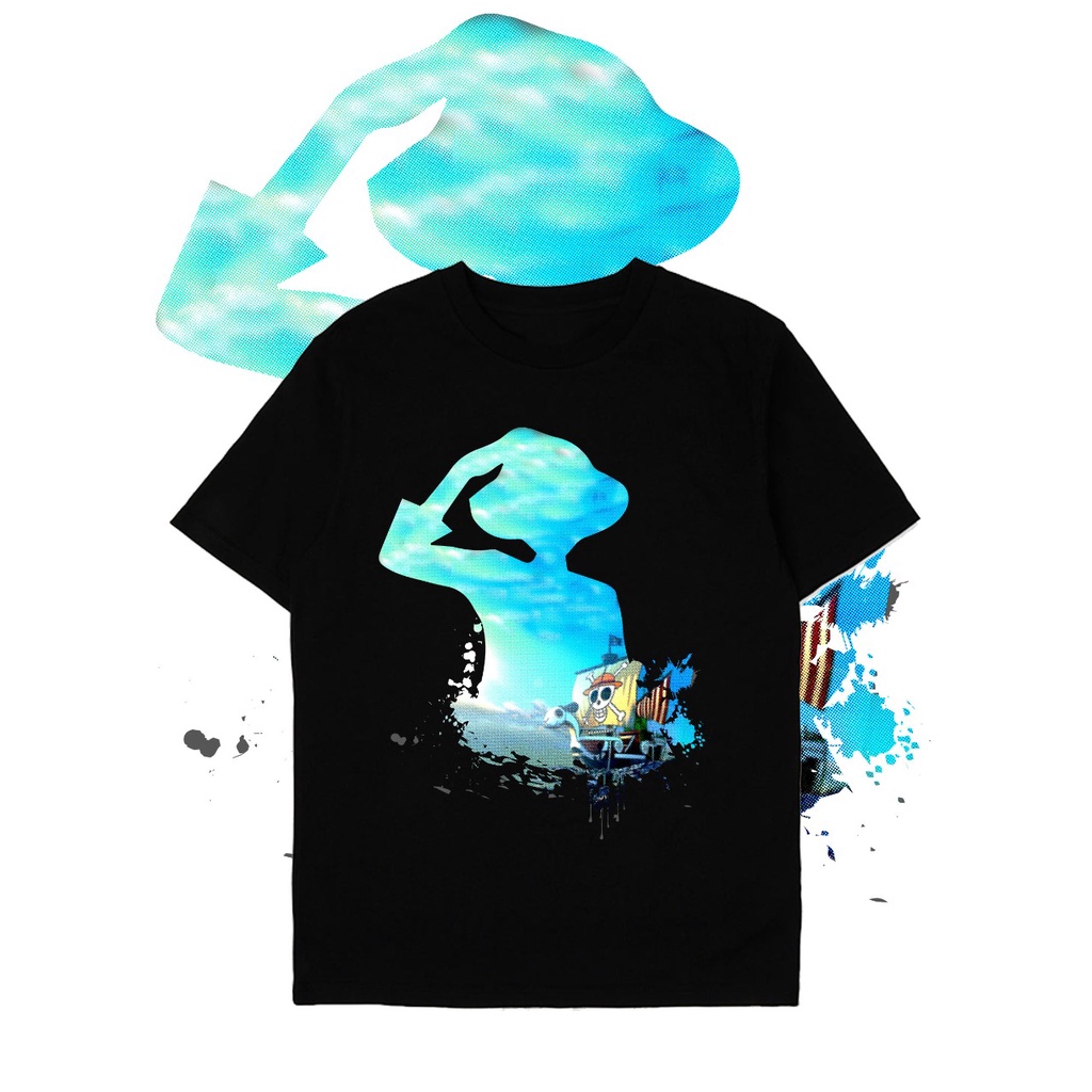 Kaos anime OP Luffy biru dan sunny