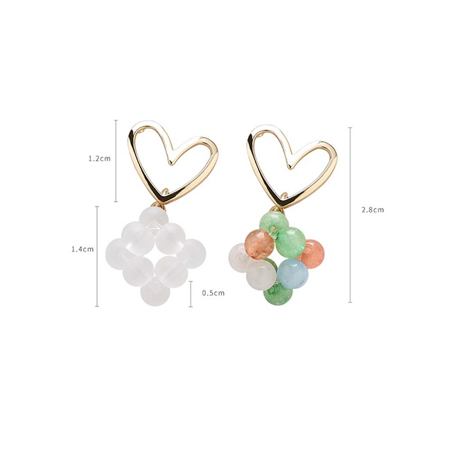 LRC Anting Tusuk Fashion Color 925 Silver Needle Metal Love Crystal Ball Earrings F69722