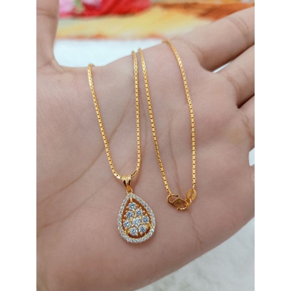 KALUNG DAN LIONTIN ITALI PERAK 925 ROSE GOLD