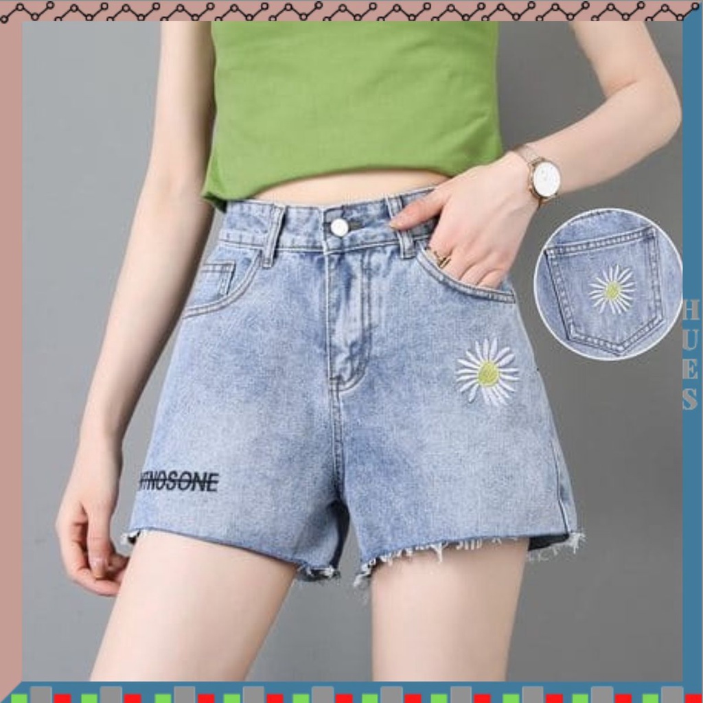 HUES.ID Celana Pendek Jeans Wanita Sobek Hotpants Jeans Ripped 4069 -2