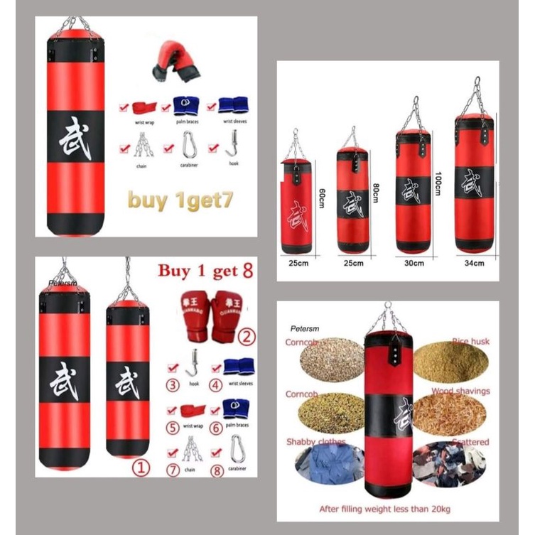 LENGKAP - Peralatan Beladiri Samsak Tinju Boxing LENGKAP 8 SET Tinggal pakai Sansak beladiri sandbag