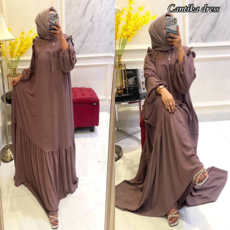 Gamis Cantika Dress Crinkle Airflow Jumbo Terbaru