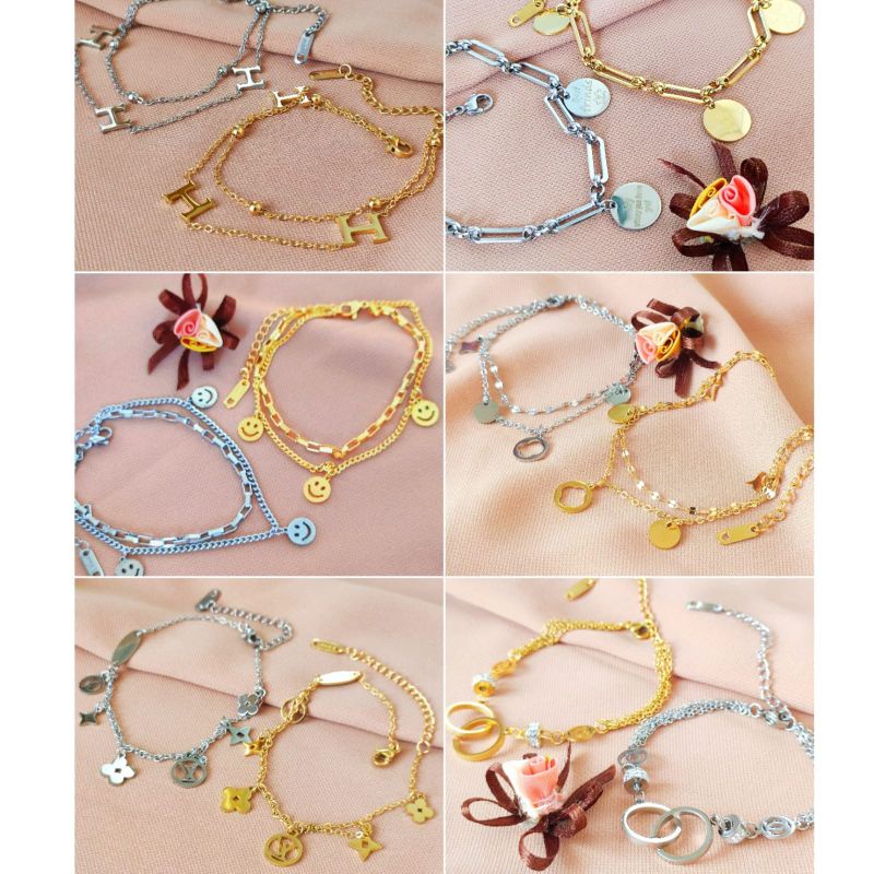 Gelang Tangan Wanita Cantik Titanium Import Antikarat