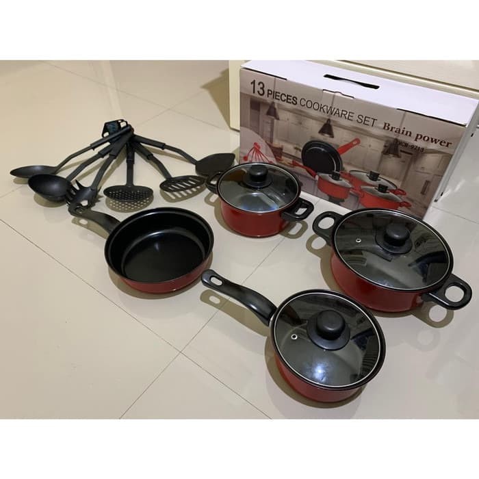 COOKWARE SET 13PIECES Panci Set Spatula Teflon All In One