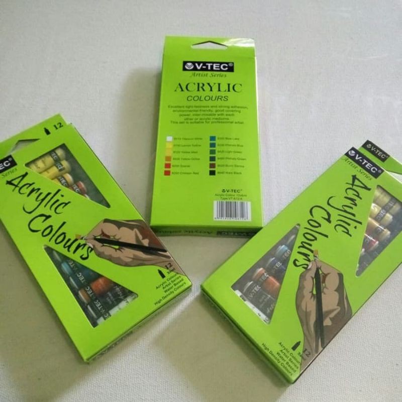 

paket canvas lukis ukuran 20x20 & cat acrylic VTEC 18 warna