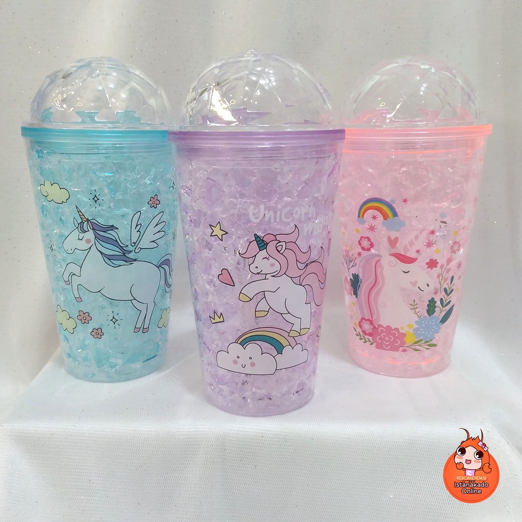 Jual Tumbler Botol Gelas Glitter Sedotan Karakter Unicorn Shopee Indonesia 8761