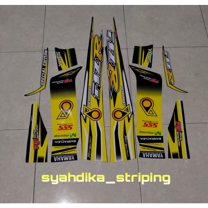 STIKER STICKER STRIPING LIS BODY YAMAHA FIZ R F1Z R FIZR VARIASI PETRONAS HITAM KUNING | STRIPING FI