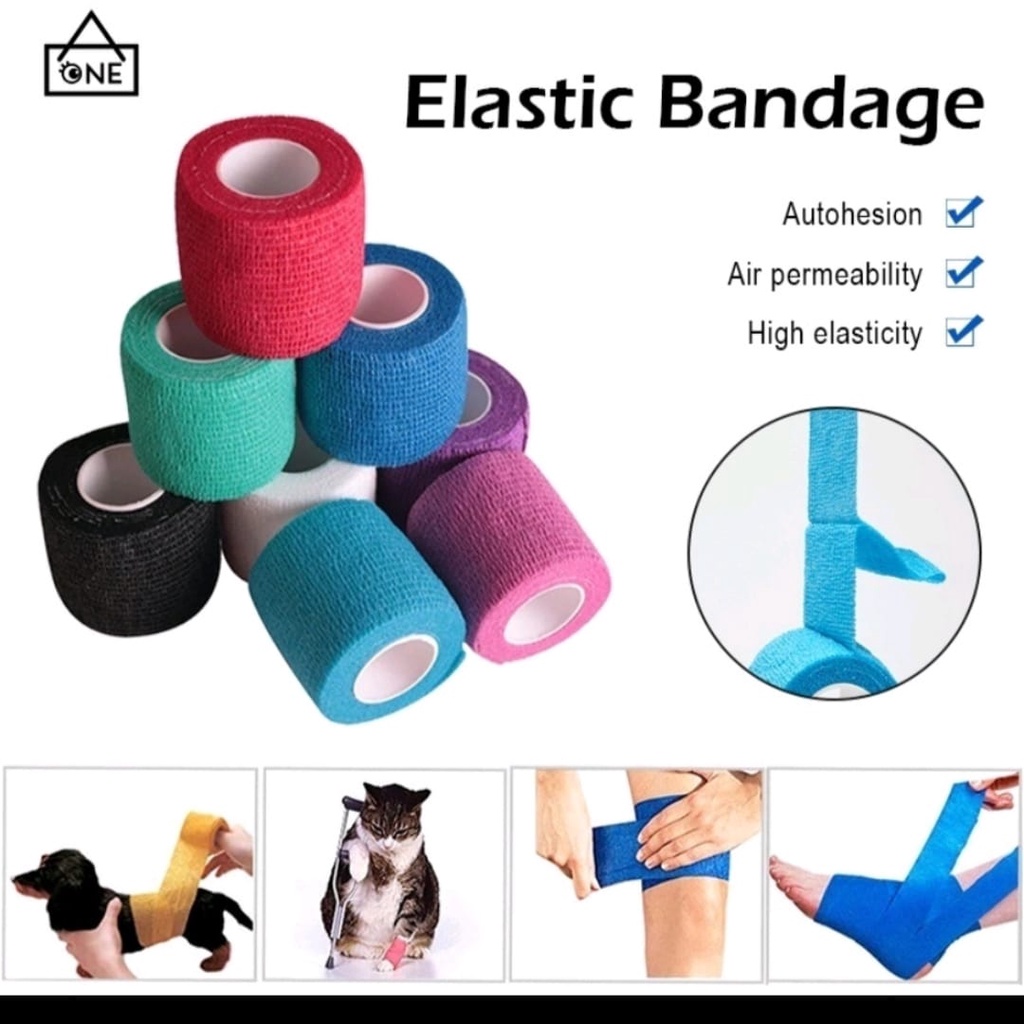 FINGER TAPE/ PERBAN ELASTIS / PERBAN BERPEREKAT / COHESIVE BANDAGE UKURAN 5CM X 4,5M