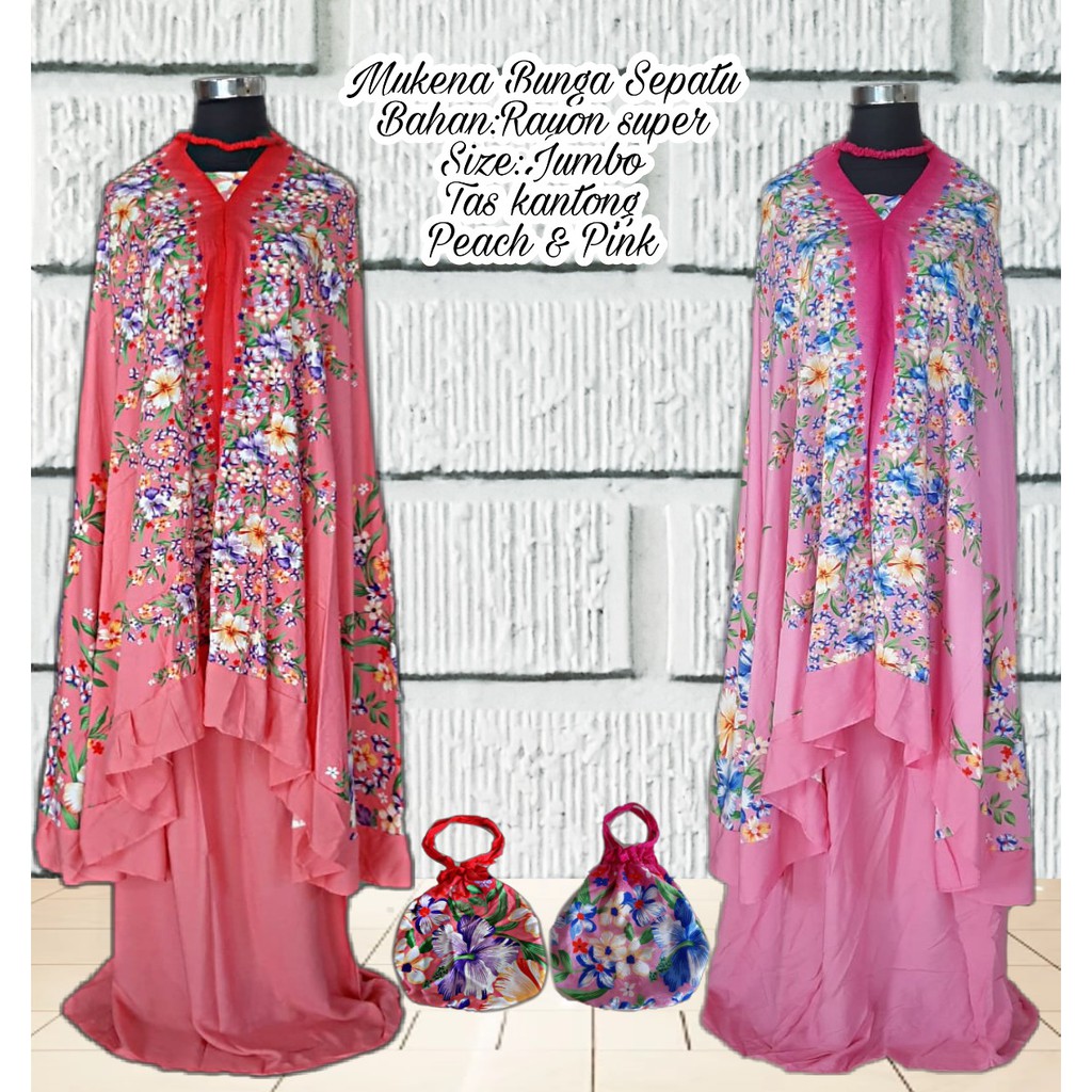 Mukena Bali Dewasa Motif Bunga Sepatu size Jumbo Mukena Adem