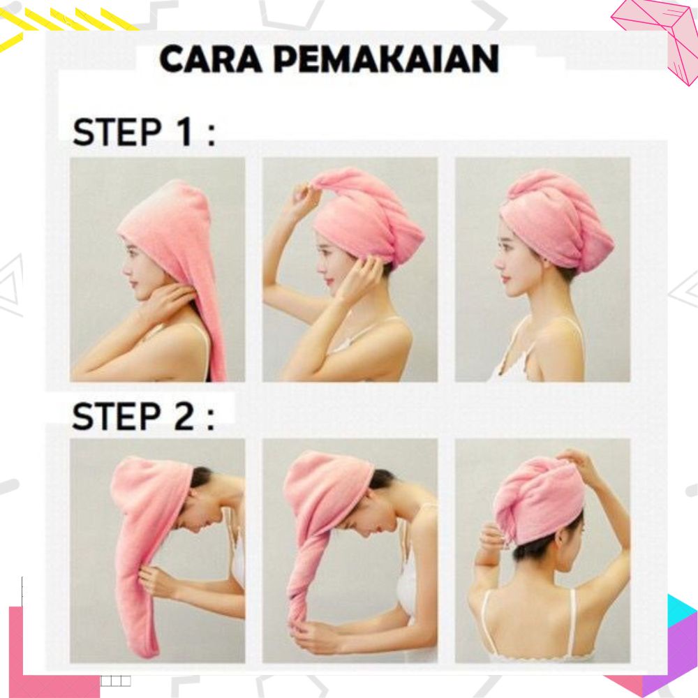 LEXJAKARTA  Handuk Keramas Microfiber  / Handuk Mandi Kepala Keramas / Handuk Rambut  / Handuk Kepala / Handuk Kramas / Handuk Pengering Rambut / Handuk Turban / Dry Hair Head