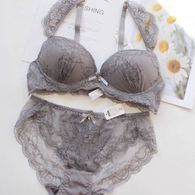 BRA SET (BS39D) (BRA+CD) FULL RENDA LACE PREMIUM BUSA PUSH UP TANPA KAWAT