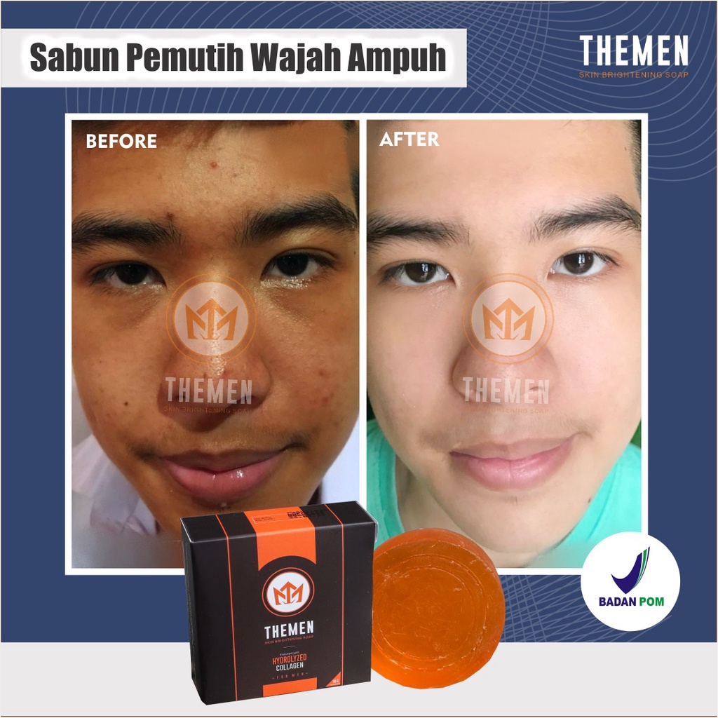PEMUTIH WAJAH PRIA THEMEN SKIN BRIGHTENING SOAP BPOM SABUN PEMUTIH WAJAH MUKA PRIA AMPUH PERMANEN PE