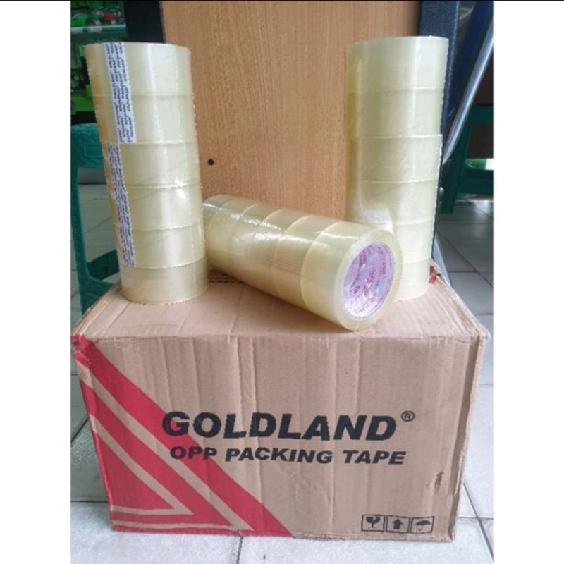 LAKBAN OLSHOP TEBAL 48MM X 90YARD GOLDLAND / LAKBAN BENING COKELAT [ORIGINAL 100%]