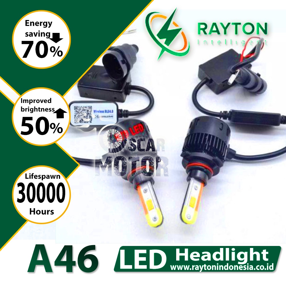 LAMPU A46 RAYTON MOBIL UTAMA RBG BLUETOOTH WIRELLES RED GREEN BLUE RTD motor