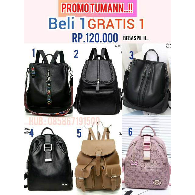 Tas ransel gendong wanita promo beli 1 gratis 1