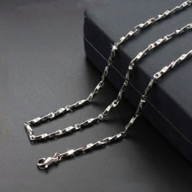 Kalung Titanium Pria Wanita Silver Anti Karat selamanya