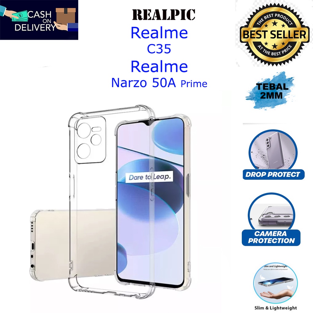 Case Realme C35 Casing Clear HD KETEBALAN 2MM BENING TRANSPARAN TPU Premium Softcase