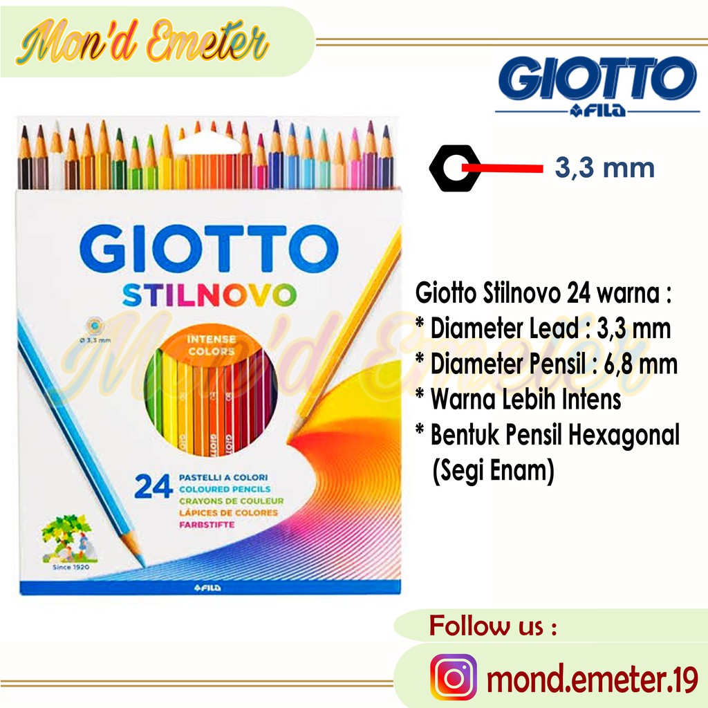 

Giotto Stilnovo Intense Color Pensil Warna 24 Colour Original Lyra - Alat Tulis - Stationery