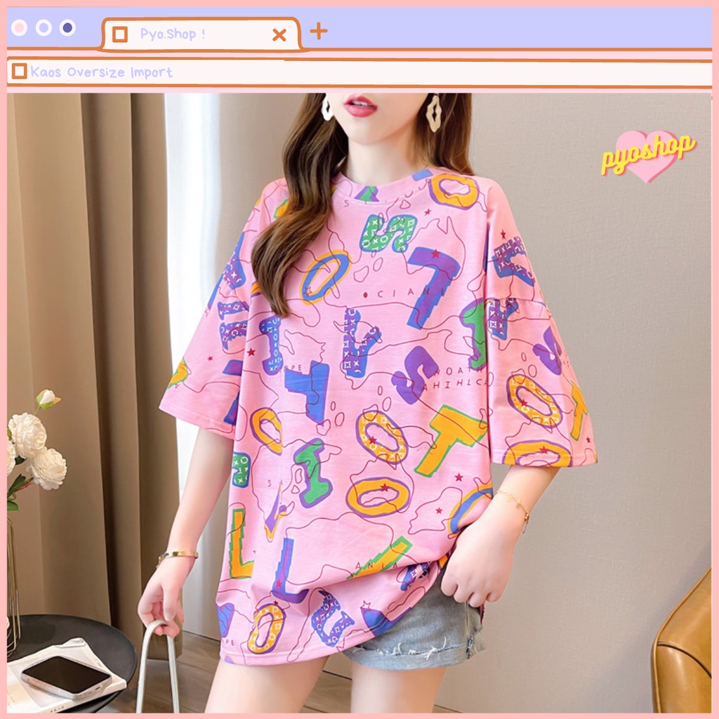 Kaos oversize import jumbo motif Peta Tulisan