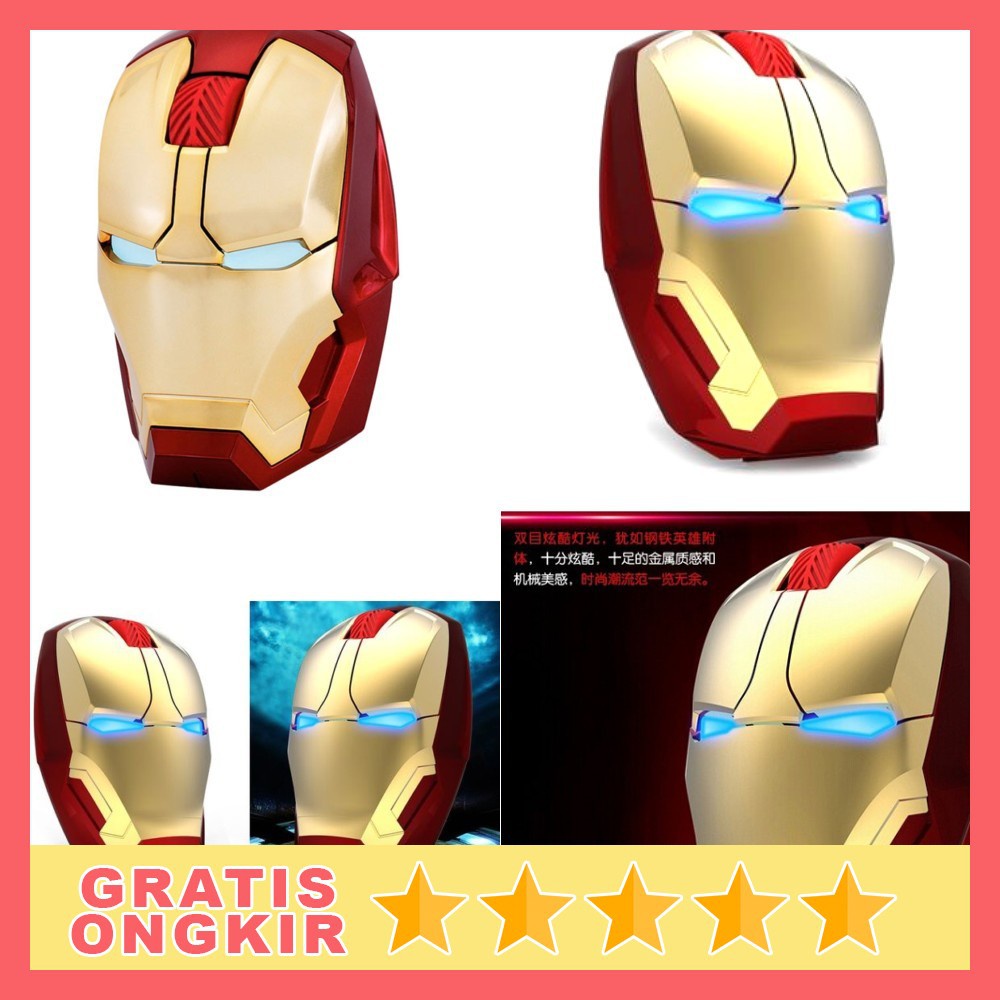 Mouse Wireless Optical Iron Man Ironman 2.4Ghz Iron-Man Avenger Marvel - Mouse Lucu Mouse Komputer U