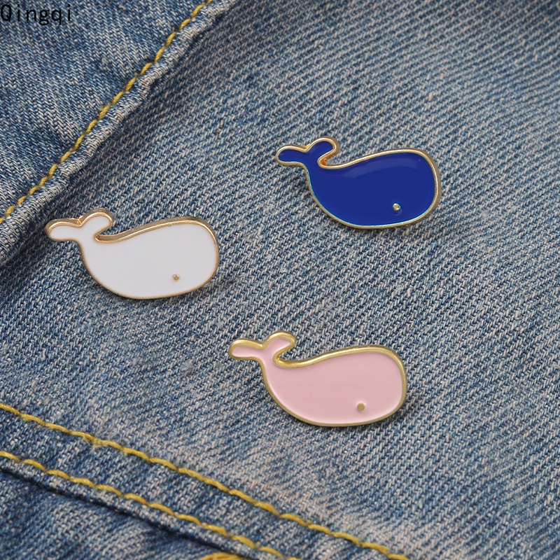 Bros Pin Enamel Desain Kartun Whale Ocean Whale Bahan Alloy Untuk Ransel Pakaian Wanita