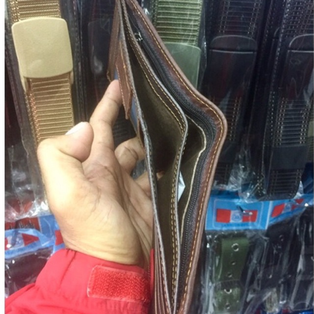 dompet cowok model lipat biasa bahan kulit asli impor berkualitas jenis kulit basah ukuran standar 12,9cm