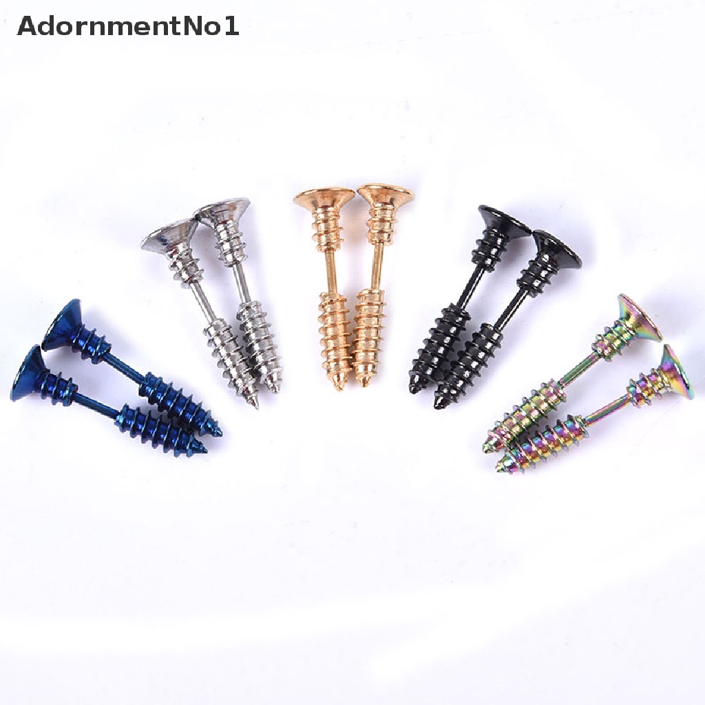 (AdornmentNo1) Anting Tusuktindik Bahan titanium Steel Desain Sekrup Hypoallergenic Untuk Pria / Wanita