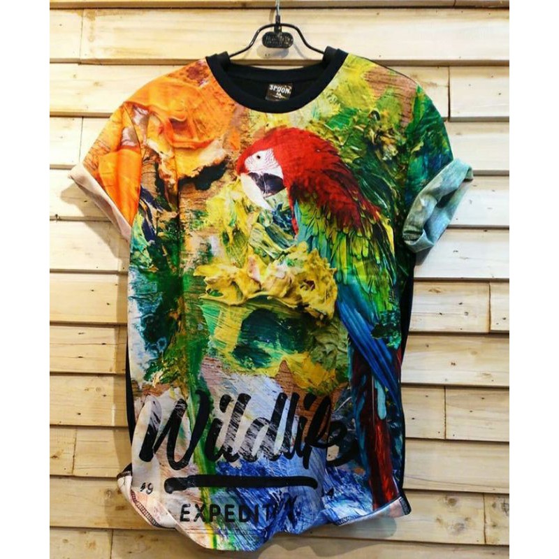Baju Kaos Printing 3D Bangkok Thailand Burung Bird Wildlife Fullprint Full Print Spoon Import Distro