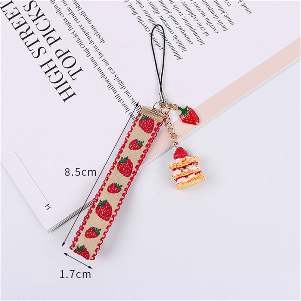 LANFY Cake Decor Gift Phone Straps for Keys Mobile Phone Hang Rope Strap Lanyards Phone Accessories Key Ring Holder Phone Badge Strap Key Holders Webbings Ribbon Strawberry Cake Lanyards Strawberry Keychains