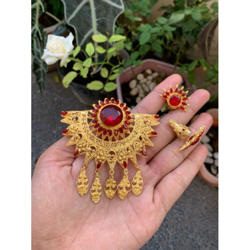 bros alpaka bali set kebaya motif kipas jumbo