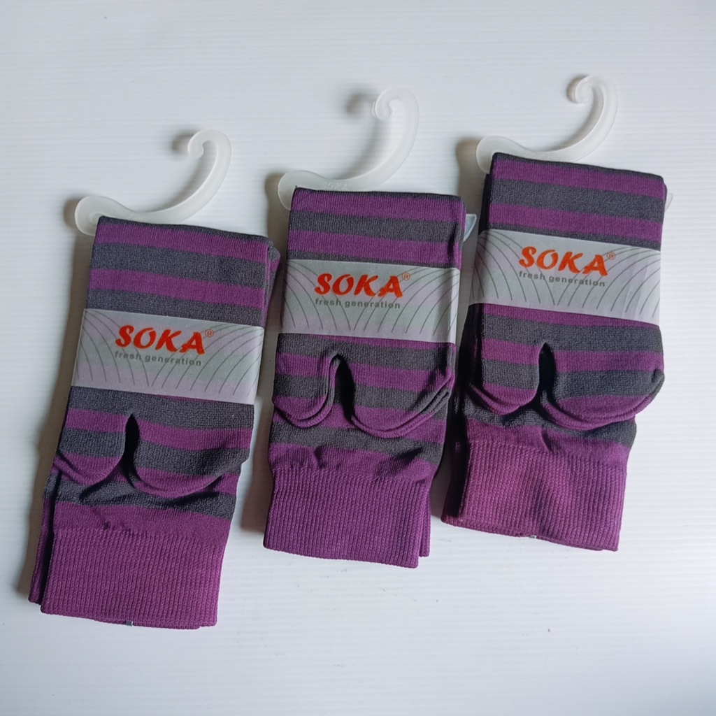 Kazarasock - Kaos Kaki Belang-Soka Stripe Purple