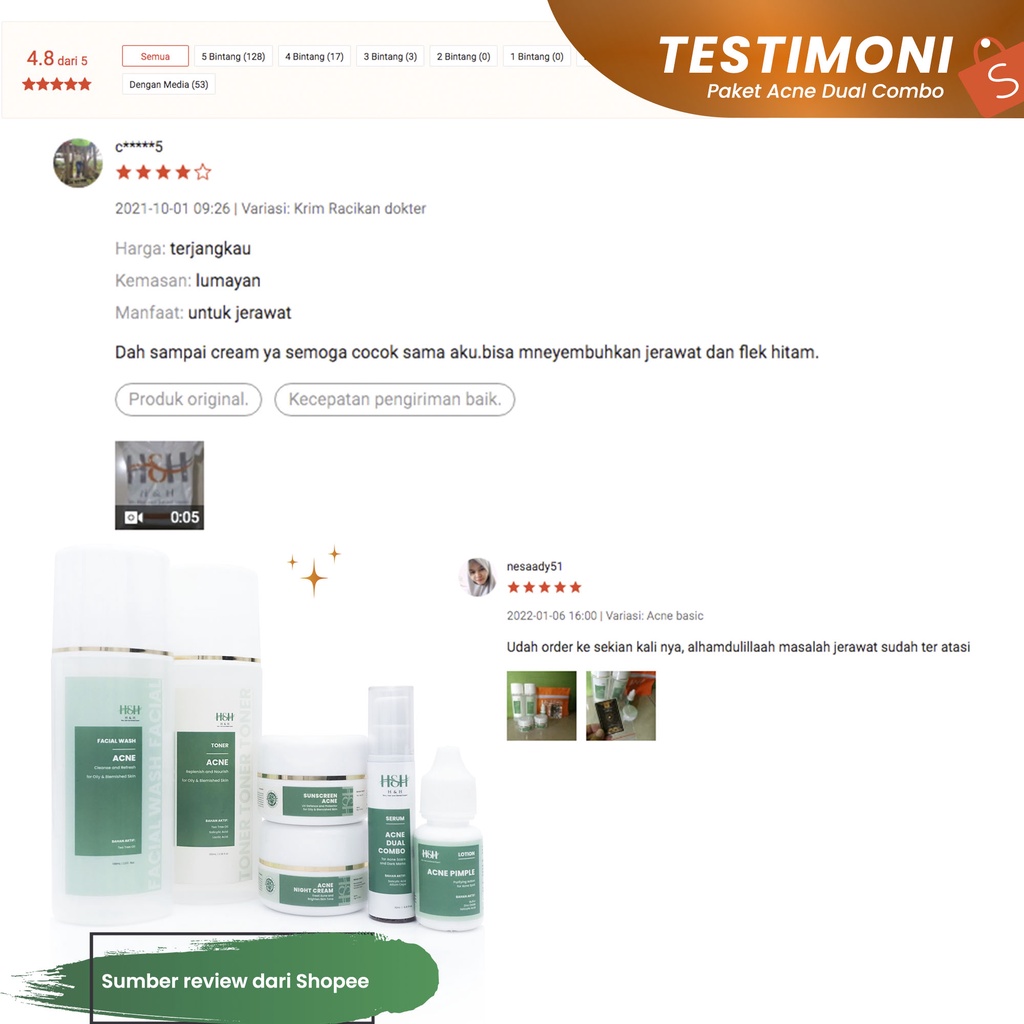 H&H Acne Ultimate Dual combo Bpom Perawatan Wajah Untuk Atasi Jerawat Berat dan Meradang-1