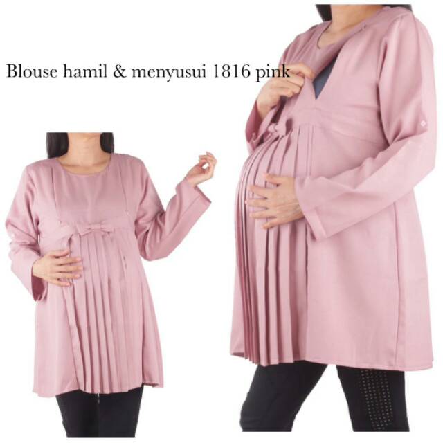 Baju hamil blouse hamil menyusui 1816 pink