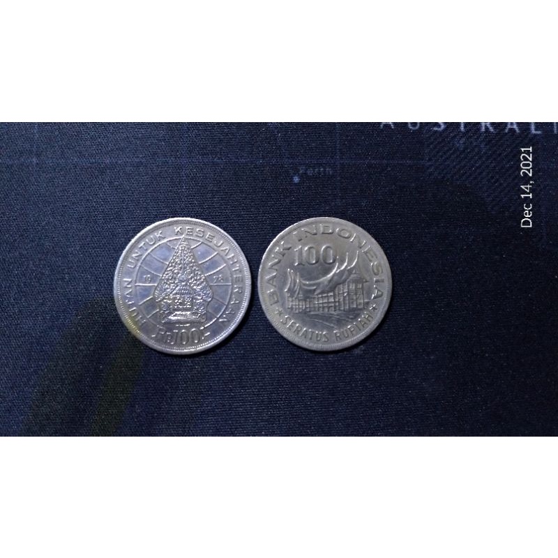 Uang koin Logam Kuno Rp.100 Wayang, th.1978