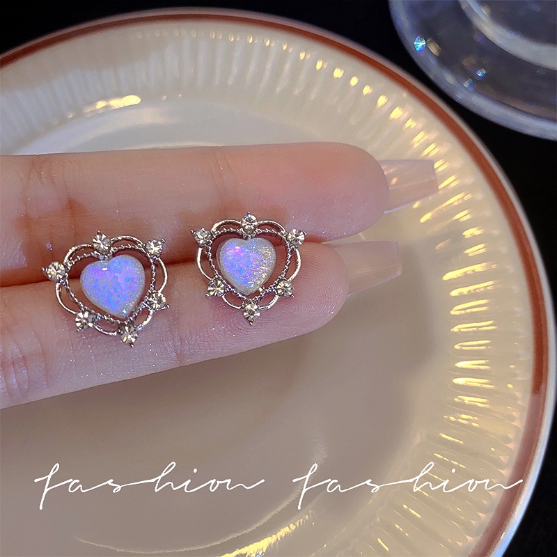 AY(CN) Anting Stud Hias Mutiara Kristal Bentuk Hati Tulip Untuk Wanita