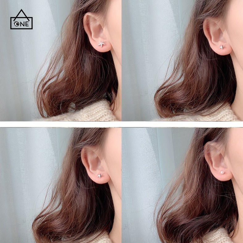 COD❤6 Pasang anting murah Tusuk Model Mutiara Intan Bentuk Bulat Gaya Korea Untuk fashion Wanita A one