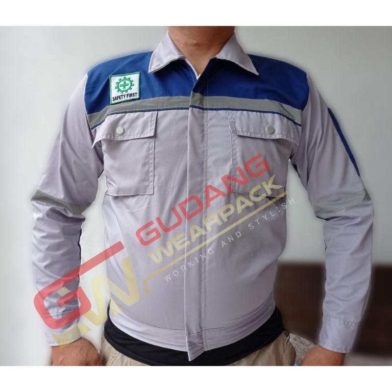 Gudang Wearpack - Baju Kerja Seragam Proyek Warna Abu Muda - Benhur