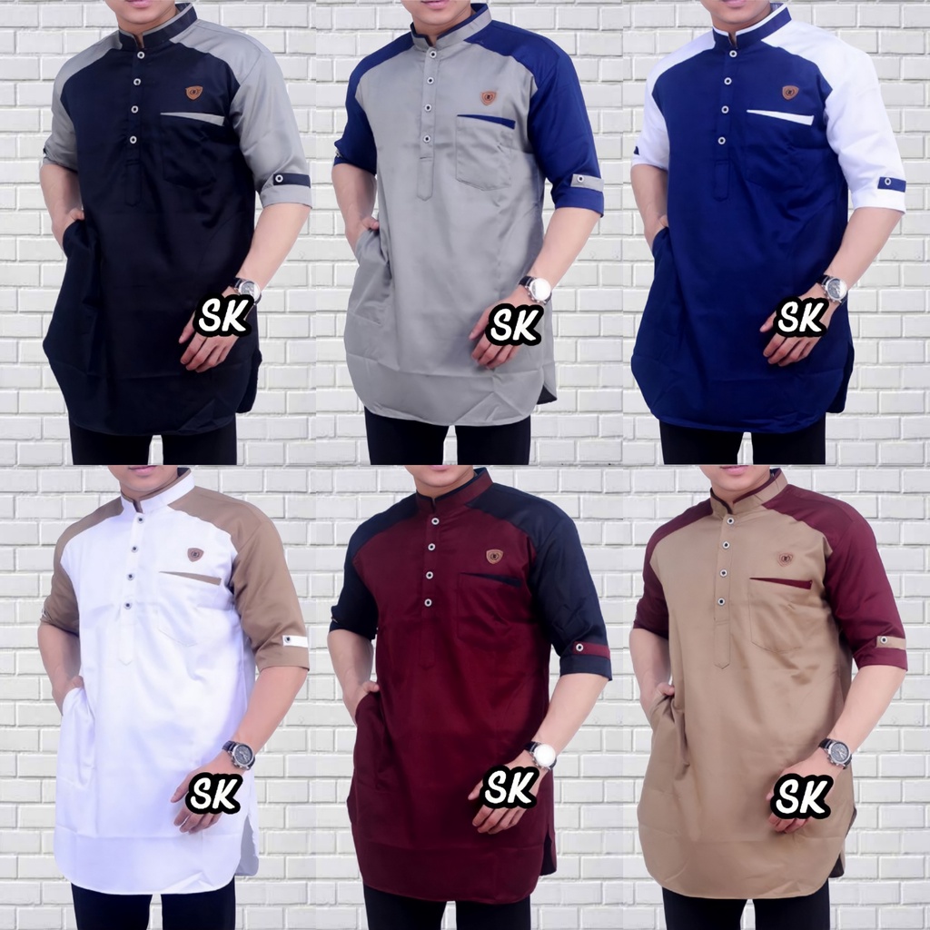 Baju Koko Kurta Dewasa Lengan 3/4 Bahan Toyobo Import Adem Serap Keringat